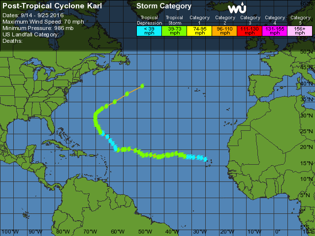 Image d'illustration pour L'ex-tempête trropicale Karl favorise une fin septembre très douce