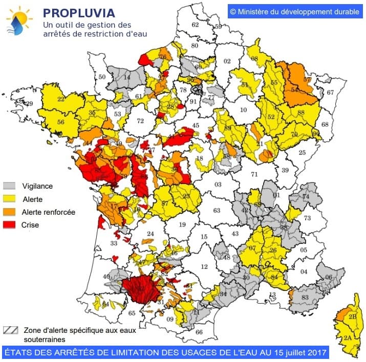 Image d'illustration pour Arrêtés sécheresse sur près des deux tiers de la France